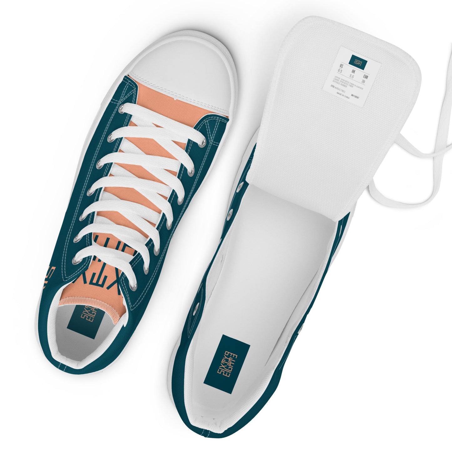 Sixty Eight 93 Logo Dark Teal Peach Women's High Top Shoes