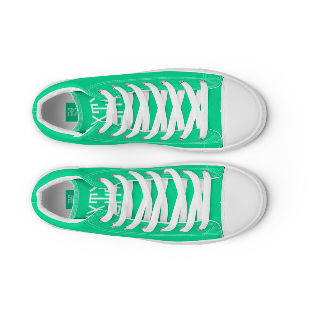 Sixty Eight 93 Logo White Sea Green Women's High Top Shoes