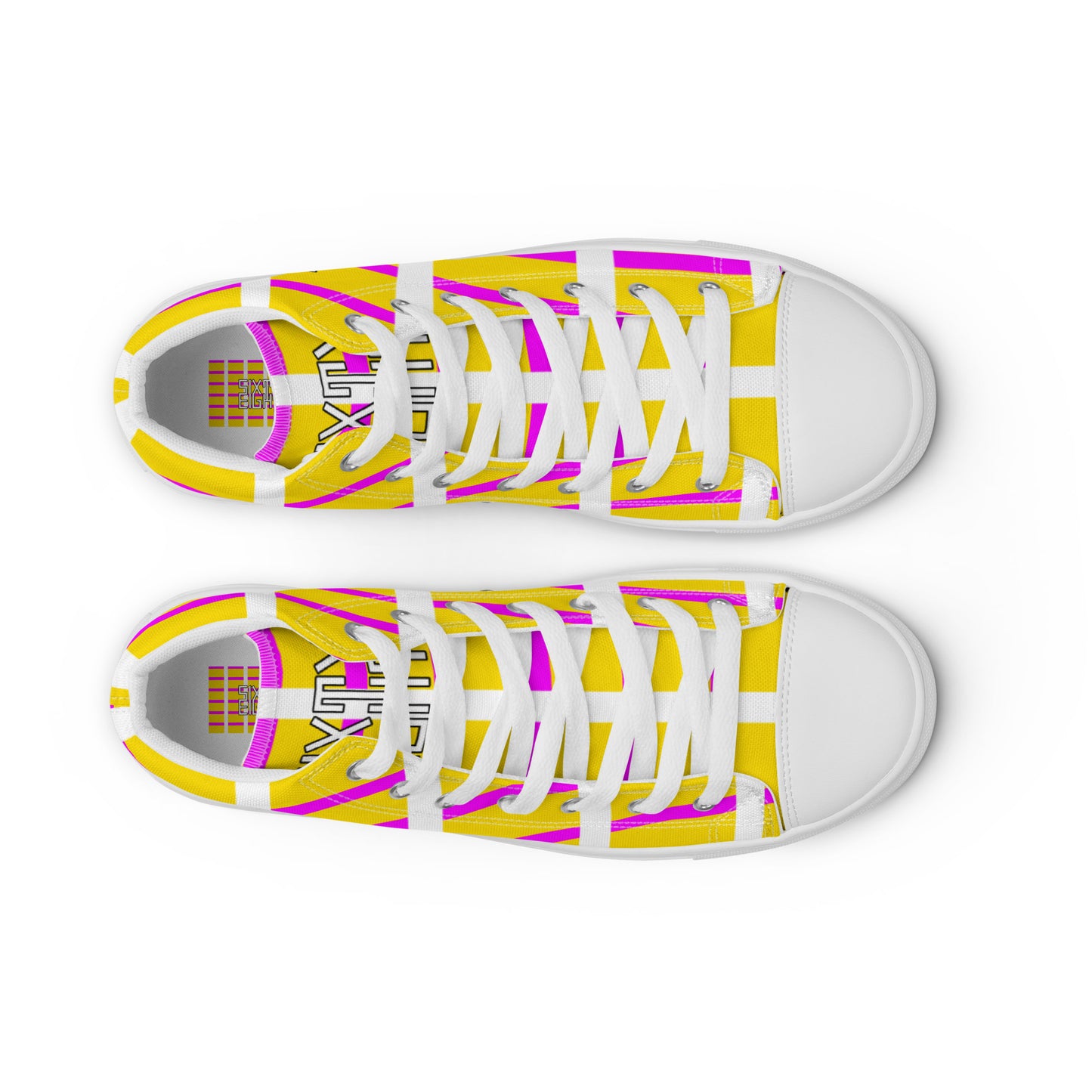 Sixty Eight 93 Logo White & Black YPW Pattern Women's High Top Shoes