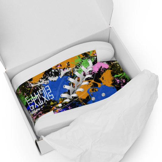 Sixty Eight 93 Logo White Splatter #2 Women's High Top Shoes