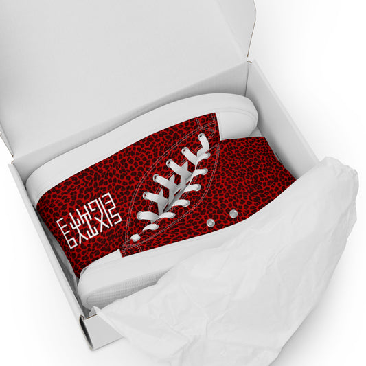 Sixty Eight 93 Logo White Cheetah Red Women’s High Top Shoes