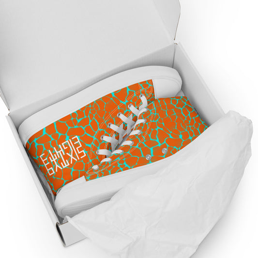Sixty Eight 93 Logo White Boa Orange & Aqua Blue Women’s High Top Shoes