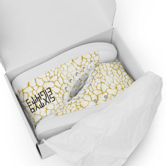 Sixty Eight 93 Logo Black Boa White Gold Women's High Top Shoes