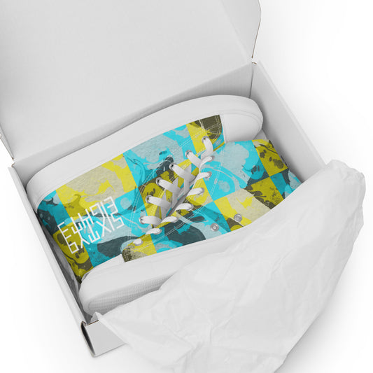 Sixty Eight 93 Logo White Marble #2 Women's High Top Shoes