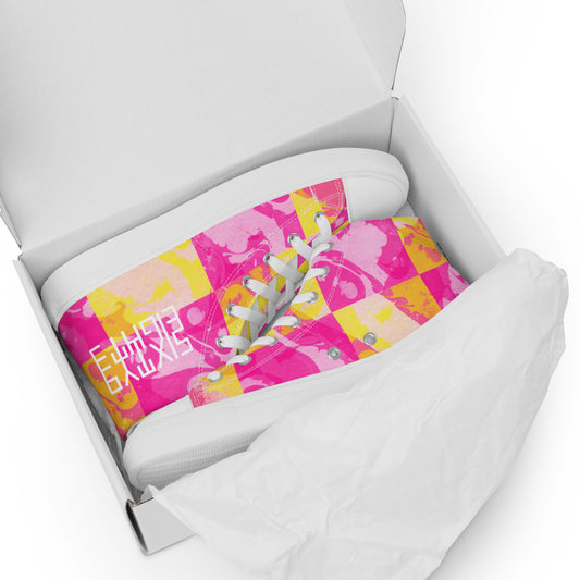 Sixty Eight 93 Logo White Marble #1 Women's High Top Shoes