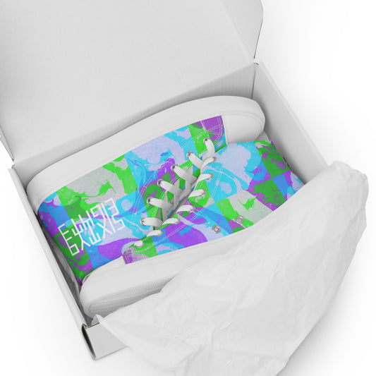 Sixty Eight 93 Logo White Marble #3 Women's High Top Shoes