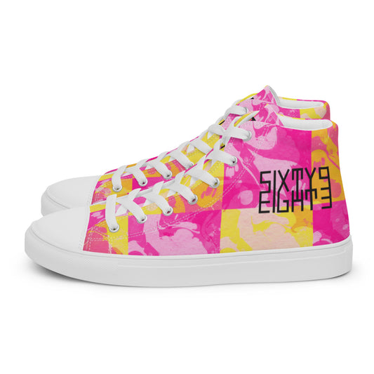 Sixty Eight 93 Logo Black Marble #1 Women's High Top Shoes