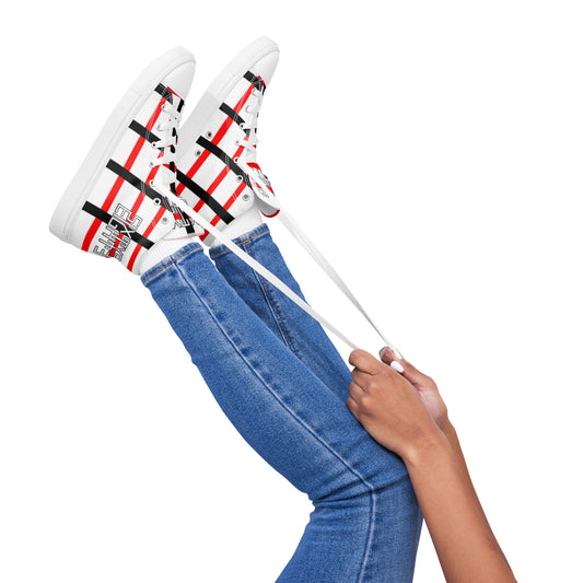 Sixty Eight 93 Logo White & Black BRW Pattern Women's High Top Shoes