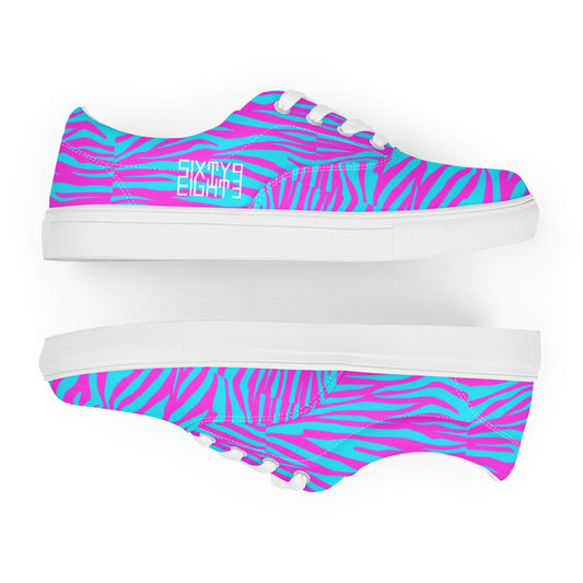 Sixty Eight 93 Logo White Zebra Blueberry Fuchsia Women's Low Top Shoes