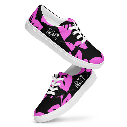 Sixty Eight 93 Logo White Hibiscus Pink & Black Women's Low Top Shoes