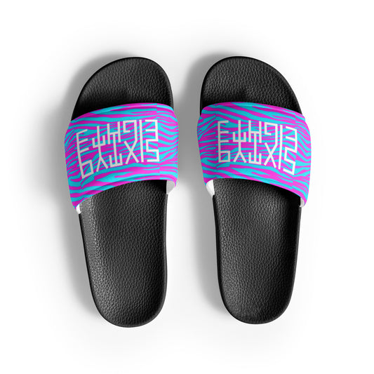 Sixty Eight 93 Logo White Zebra Blueberry Fuchsia Women's Slides