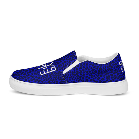 Sixty Eight 93 Logo White Cheetah Blue Women’s Slip On Shoes