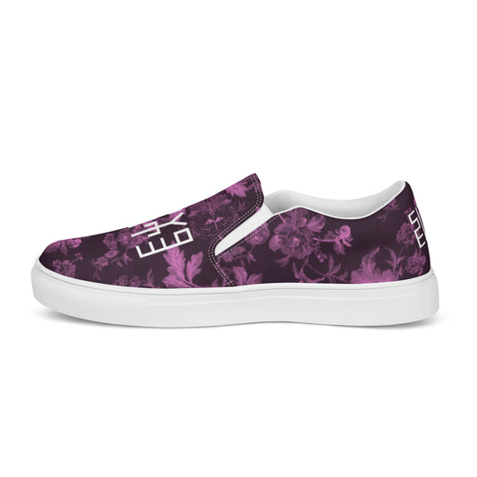 Sixty Eight 93 Logo White Floral Black & Pink Women’s Slip On Shoes