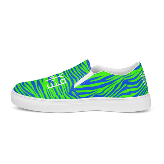 Sixty Eight 93 Logo White Zebra Blueberry Lime Women's Slip On Shoes