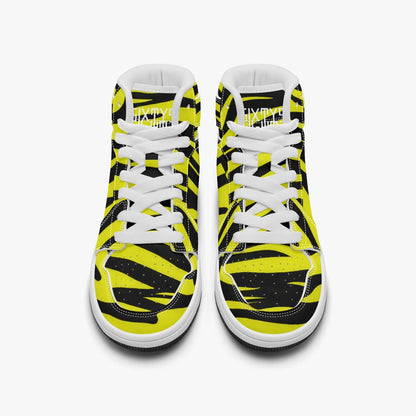 Sixty Eight 93 Logo White Zebra Black Lemonade Kids High-Top Shoes