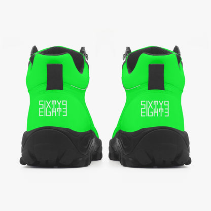 Sixty Eight 93 Logo White Lime Green High Top Boots