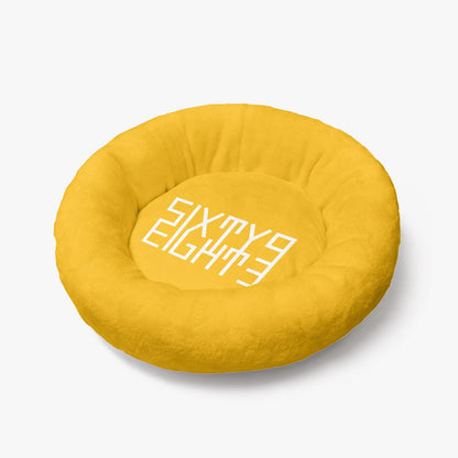 Sixty Eight 93 Logo White Orange Round Large Size Pet Bed