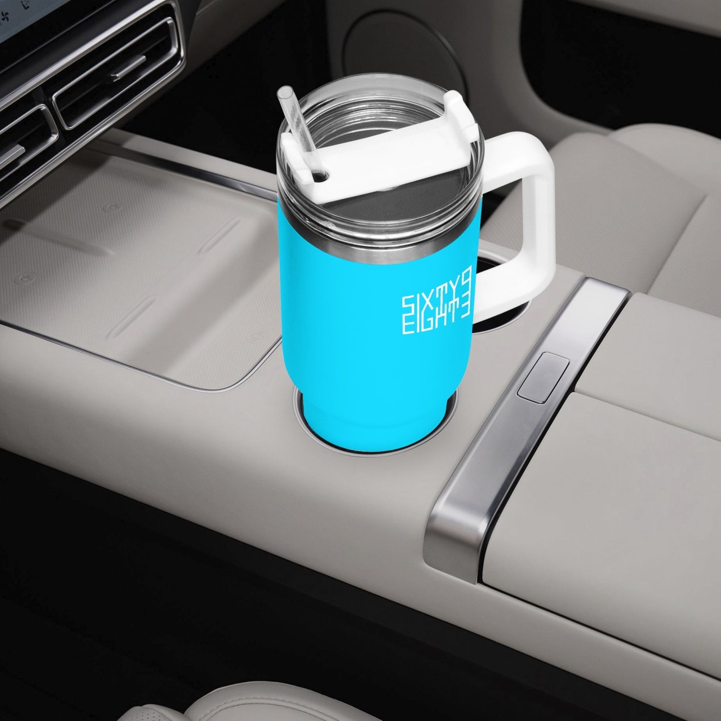 Sixty Eight 93 Logo White Aqua Blue 40oz Hydrator Tumbler Cup