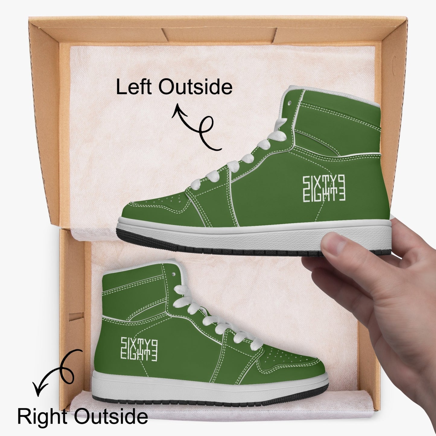 Sixty Eight 93 Logo White Forest Green Kids High-Top Shoes
