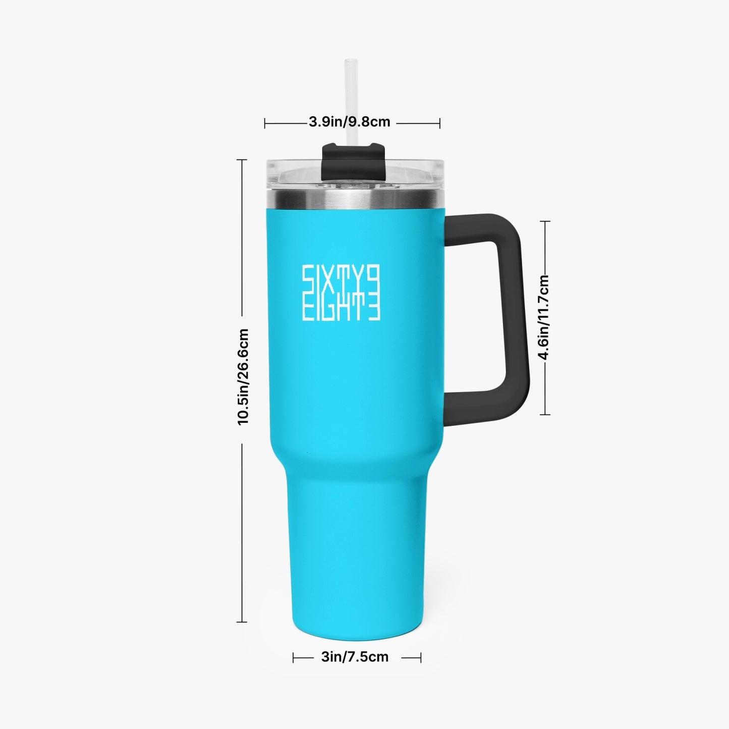 Sixty Eight 93 Logo White Aqua Blue 40oz Hydrator Tumbler Cup