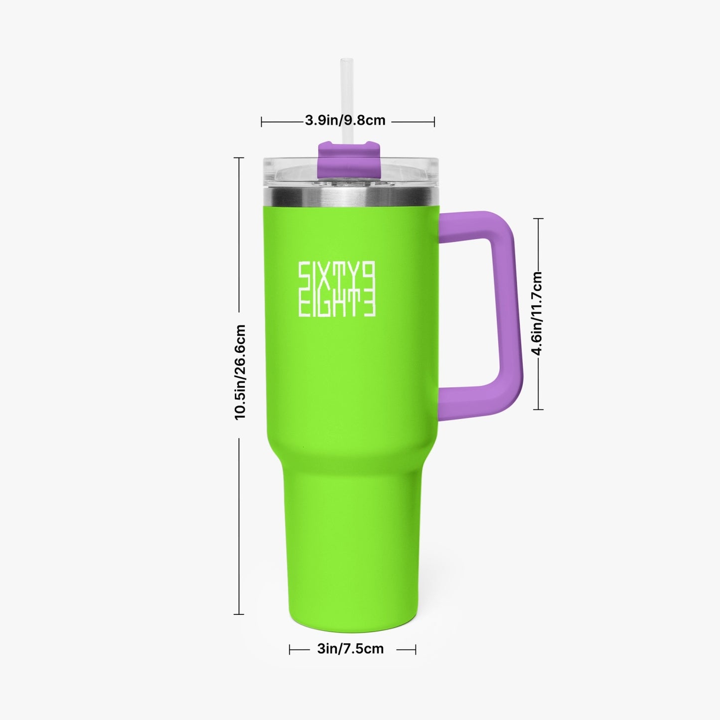 Sixty Eight 93 Logo White Lime Green 40oz Hydrator Tumbler Cup