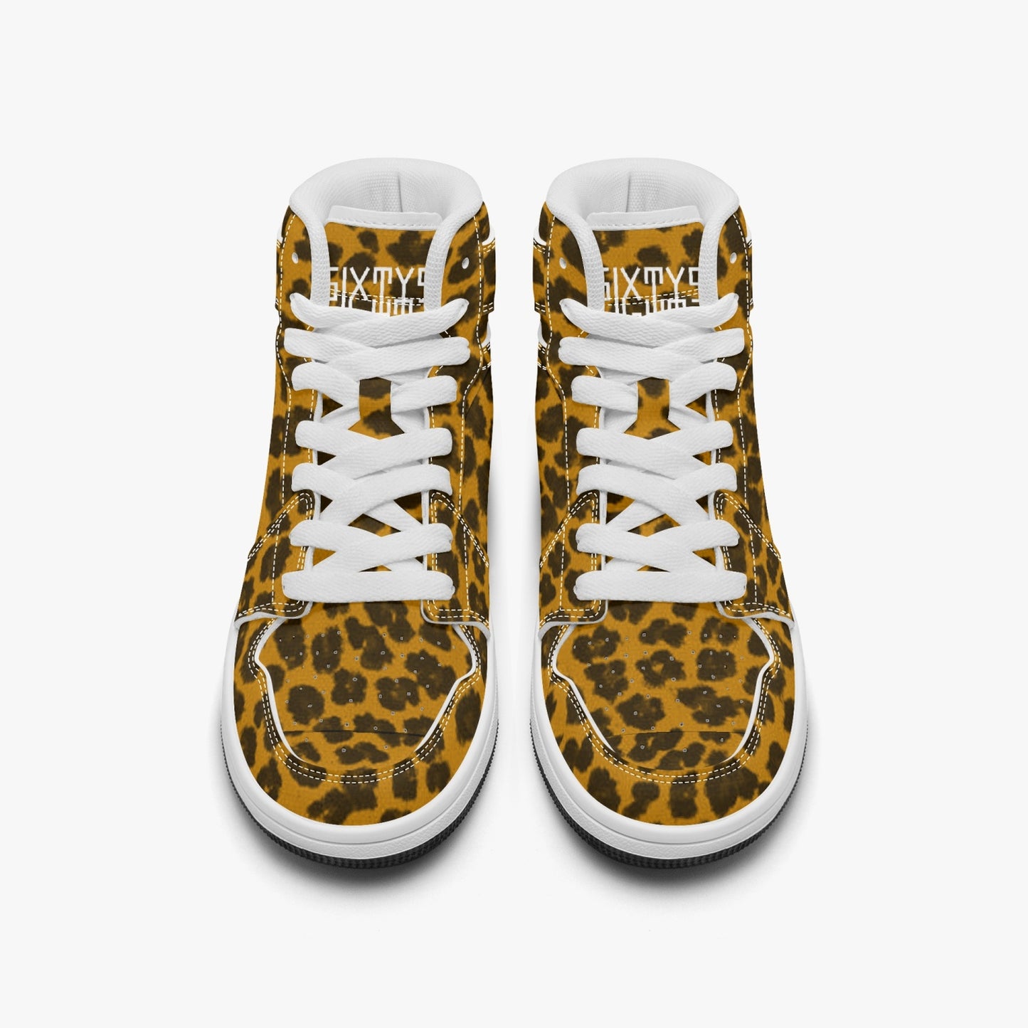 Sixty Eight 93 Logo White Cheetah Orange Kids High-Top Shoes