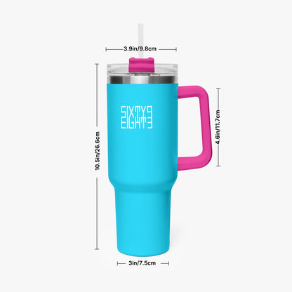 Sixty Eight 93 Logo White Aqua Blue 40oz Hydrator Tumbler Cup