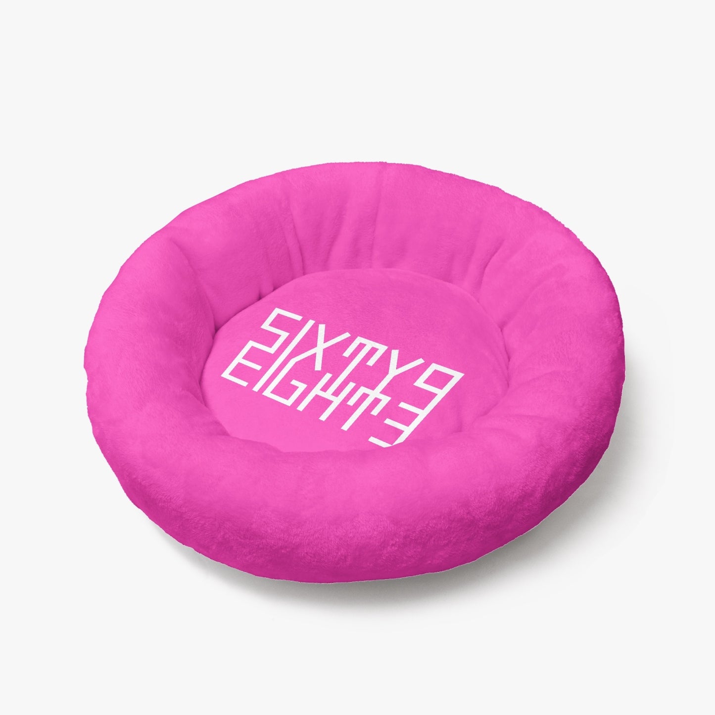 Sixty Eight 93 Logo White Fuchsia Round Large Size Pet Bed