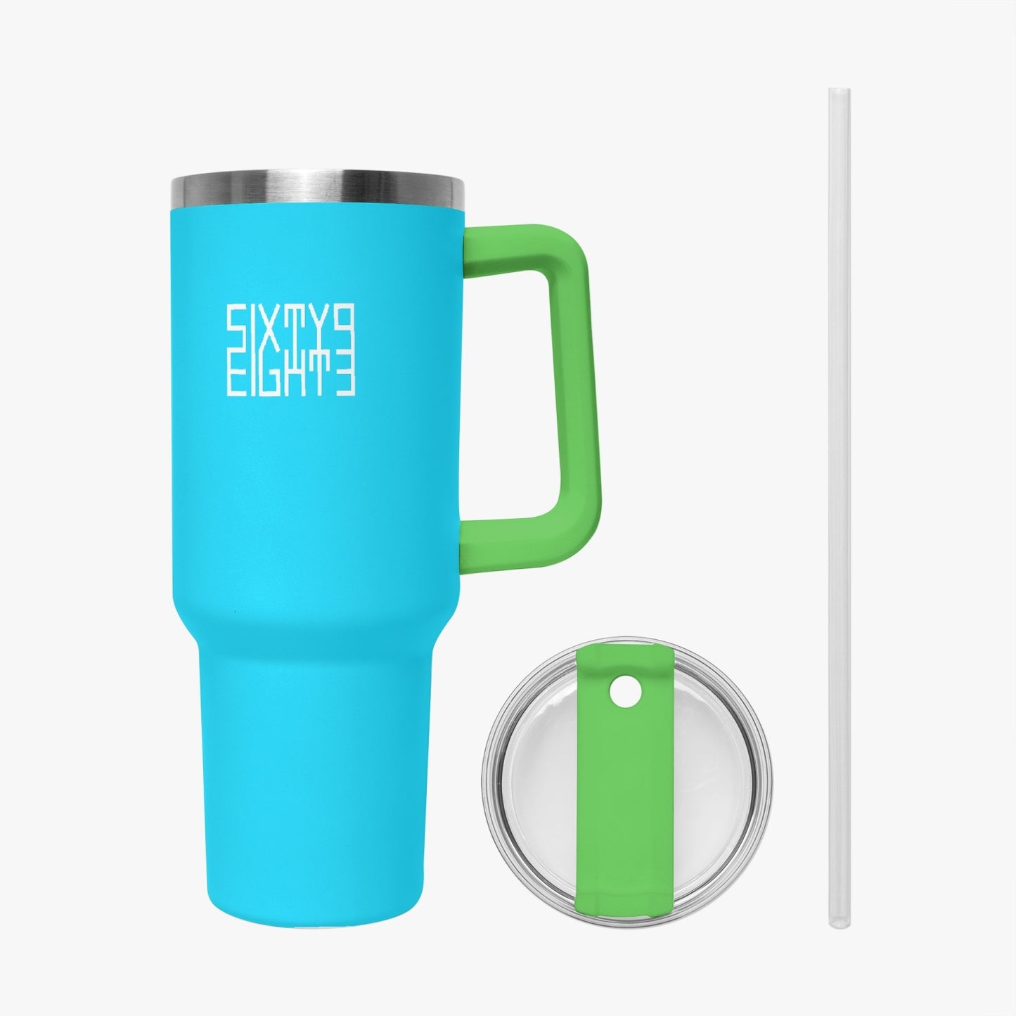 Sixty Eight 93 Logo White Aqua Blue 40oz Hydrator Tumbler Cup