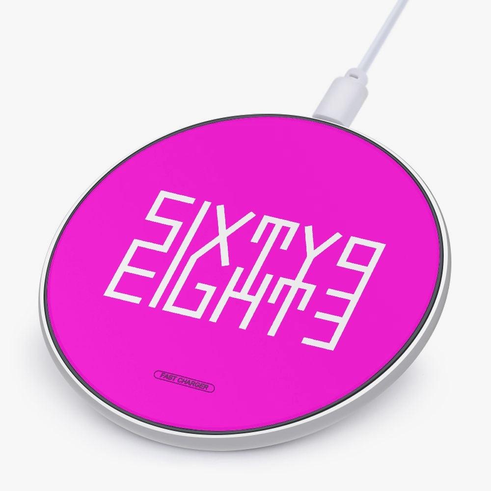 Sixty Eight 93 Logo White Pink 10W Wireless Charger