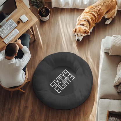 Sixty Eight 93 Logo White Black Round Large Size Pet Bed