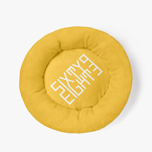 Sixty Eight 93 Logo White Orange Round Large Size Pet Bed