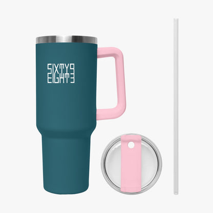 Sixty Eight 93 Logo White Dark Teal 40oz Hydrator Tumbler Cup