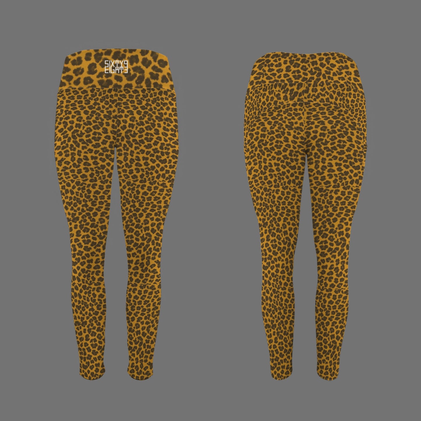 Cheetah Orange High Waist Pockets Leggings