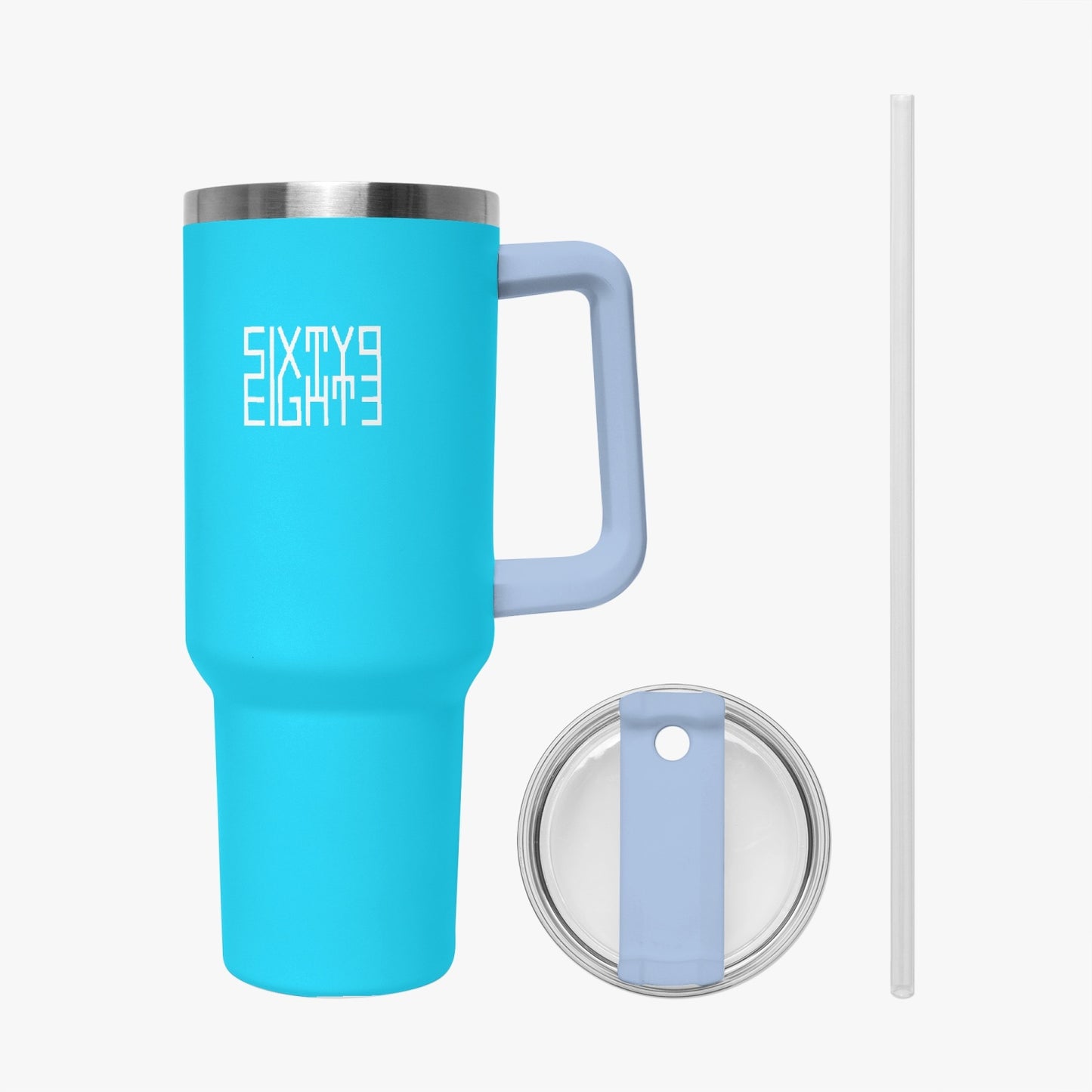 Sixty Eight 93 Logo White Aqua Blue 40oz Hydrator Tumbler Cup