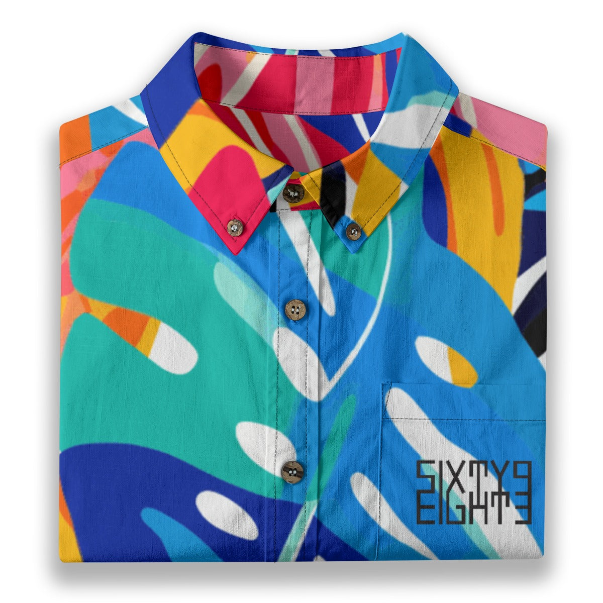 Sixty Eight 93 Logo Black Artiste Cotton Button Up Shirt