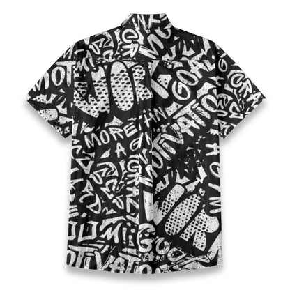 Sixty Eight 93 Logo White & Black Motive Cotton Button Up Shirt