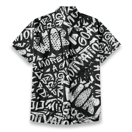 Sixty Eight 93 Logo White & Black Motive Cotton Button Up Shirt