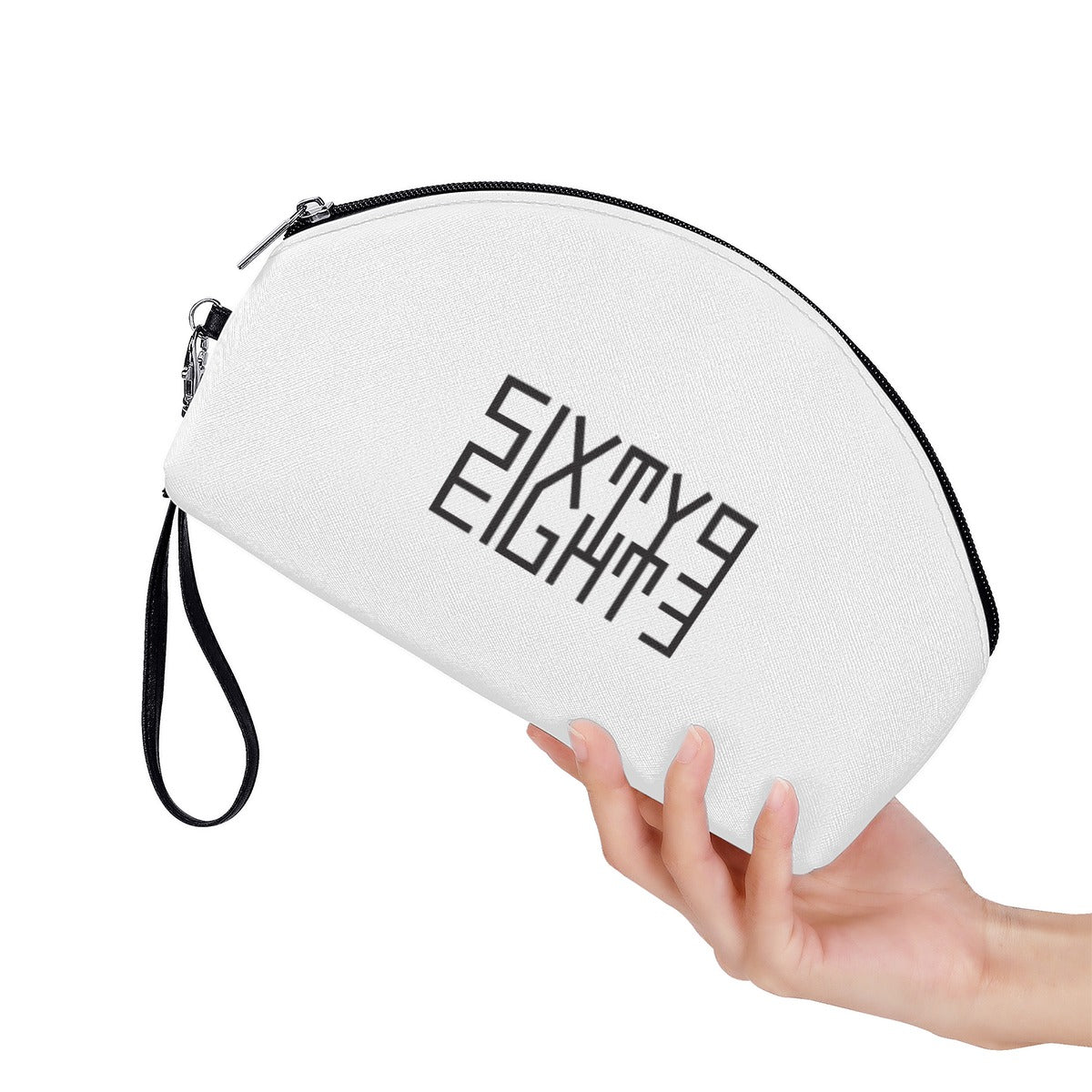 Sixty Eight 93 Logo Black White Curved Cosmetic Bag