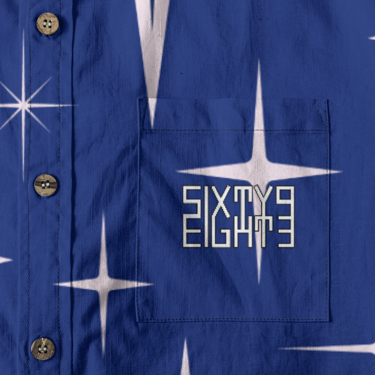 Sixty Eight 93 Logo White & Black Starlight Cotton Button Up Shirt
