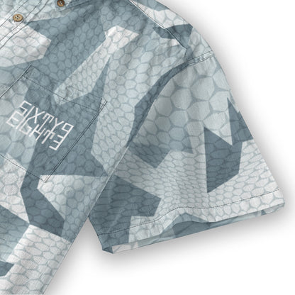 Sixty Eight 93 Logo White Weldon Blue & White Cotton Button Up Shirt