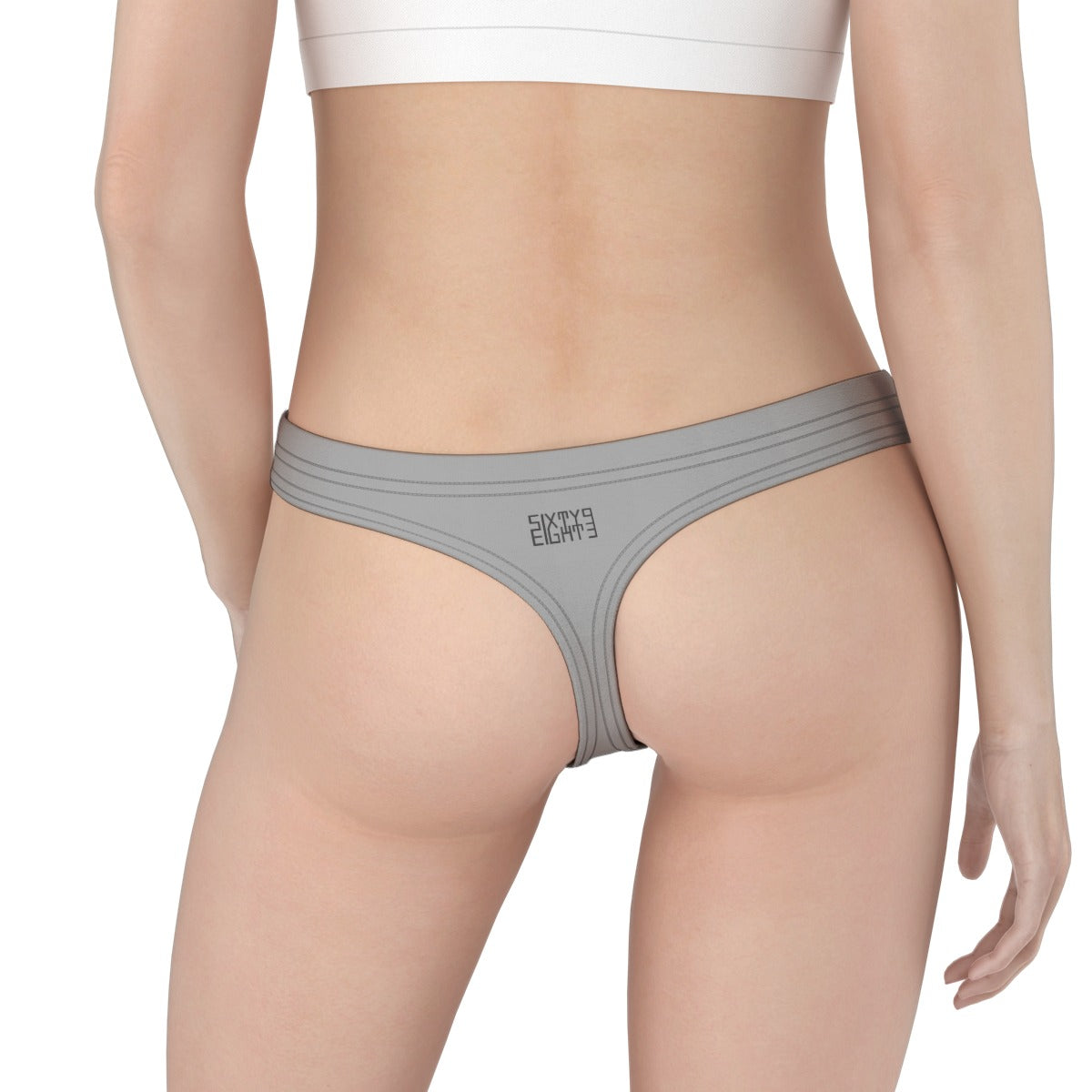 Sixty Eight 93 Logo Black Grey Women's Low Cut Thong