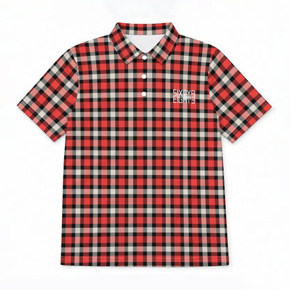 Sixty Eight 93 Logo White RBC Plaid Men's Cotton Polo Shirt