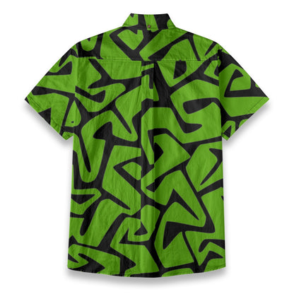 Sixty Eight 93 Logo White Groovy Green & Black Cotton Button Up Shirt