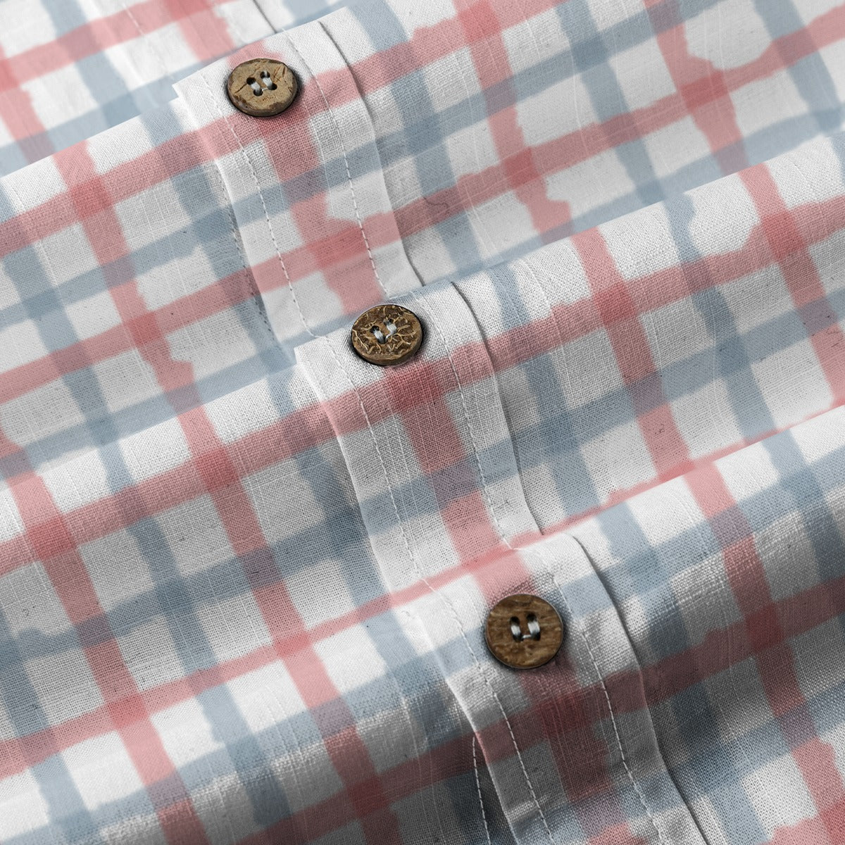 Sixty Eight 93 Logo Black Cadet Blue & Parrot Pink Cotton Button Up Shirt