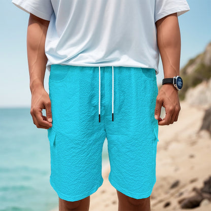 Sixty Eight 93 Logo White Aqua Blue Men's Cargo Shorts