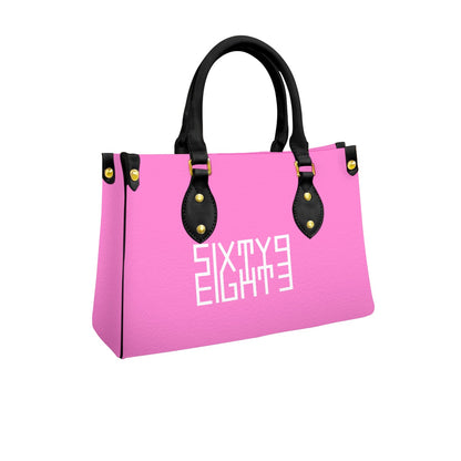 Sixty Eight 93 Logo White Pink Women's Tote Bag With Black Handle