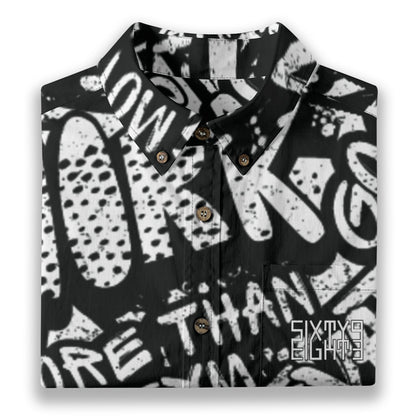 Sixty Eight 93 Logo White & Black Motive Cotton Button Up Shirt