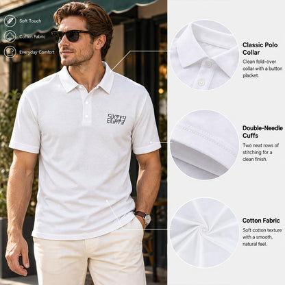 Sixty Eight 93 Logo Black Men's White Cotton Polo Shirt