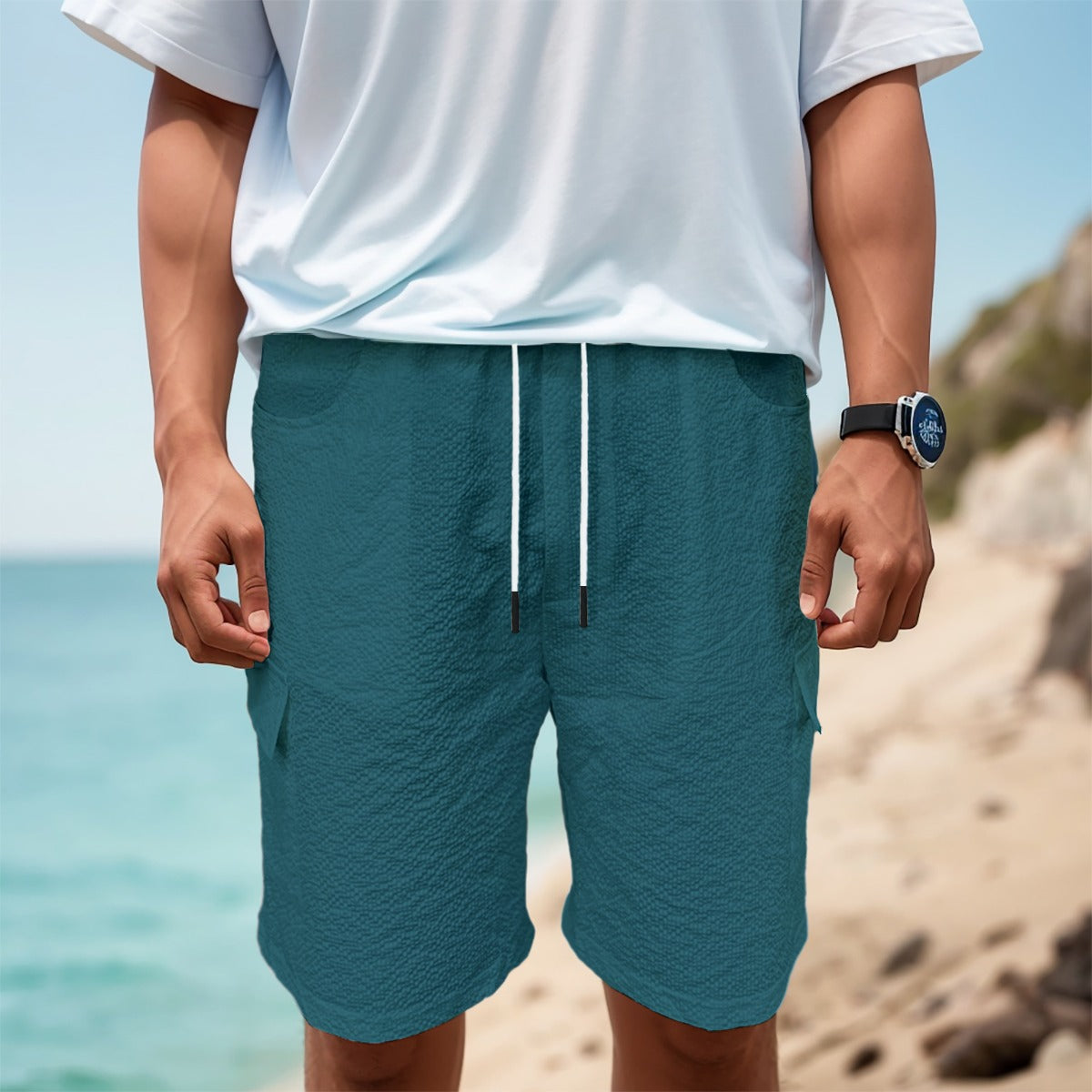 Sixty Eight 93 Logo White Dark Teal Men's Cargo Shorts